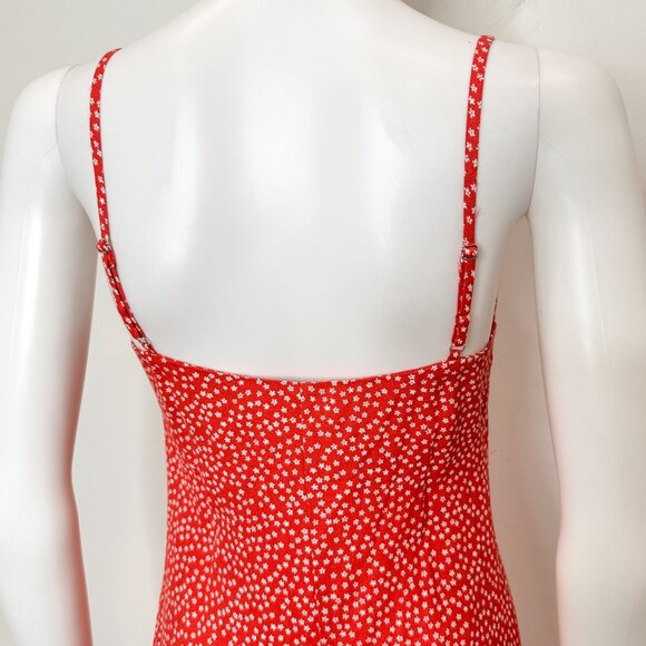 Reformation Crimini V Neck Leg Slit Midi Slip Dress in Western Red Floral Size 2 - Picture 11 of 15